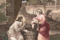 sketch of Jesus and Samaritan woman at well