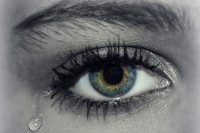 womans eye with tear
